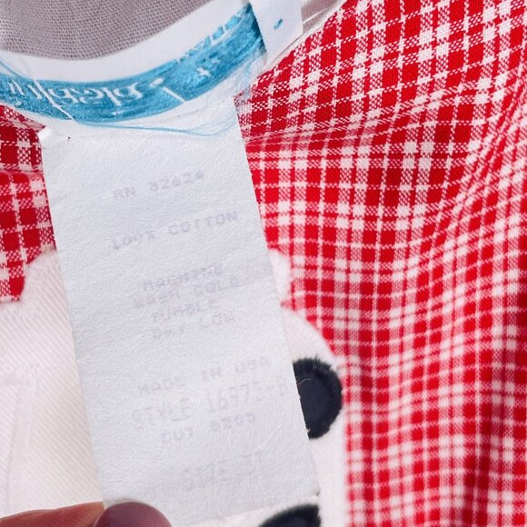 Vintage Funtasia Red Gingham Cow Appliqué Longalls Romper Outfit 3T - Picture 13 of 13